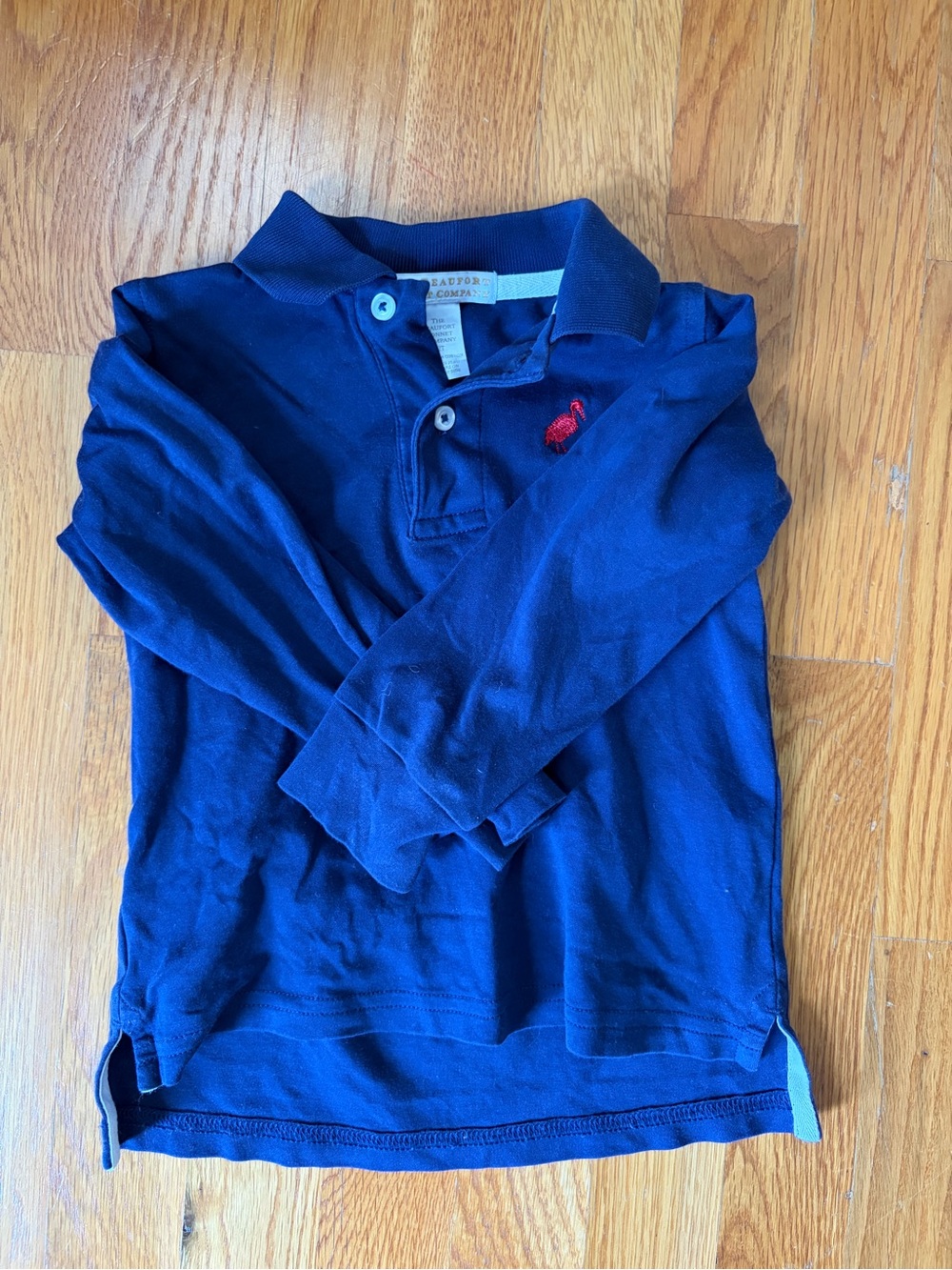 The Beaufort Bonnet Company Navy Long-Sleeve Polo with Red Embroidery